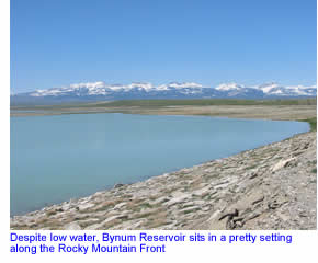 bynum reservoir along the rocky mountain front