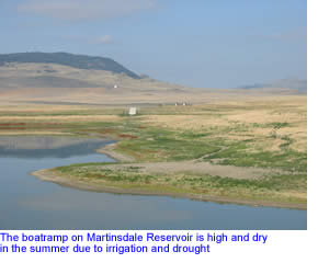 A dry boat ramp in August at Martinsdale Reservoir