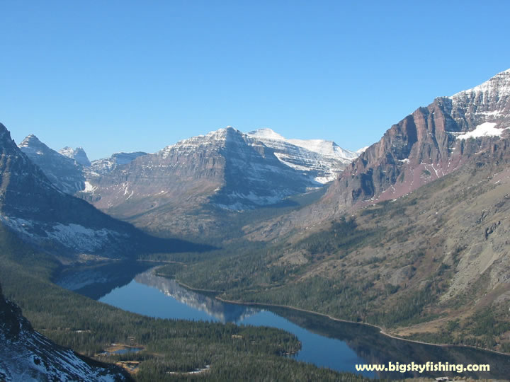 Looking down on Two Medicine Lake from the Scenic Point Trail in Glacier National Park