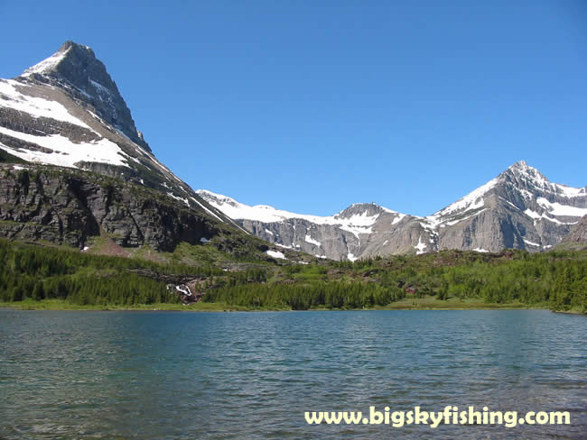 Swiftcurrent Pass Trail Photographs : Redrock Lake and Mt. Grinnell