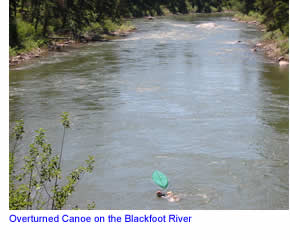 Over-turned Canoe on the Blackfoot River