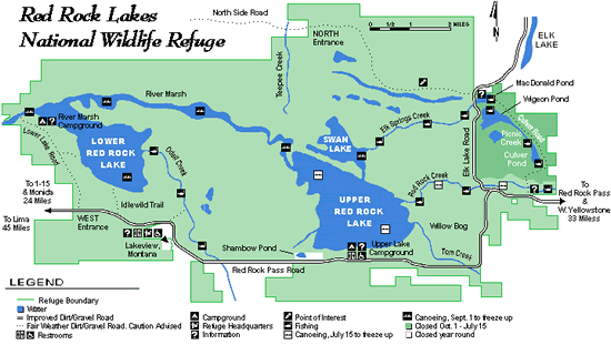 Map of Red Rock Lake National Wildlife Refuge in Montana