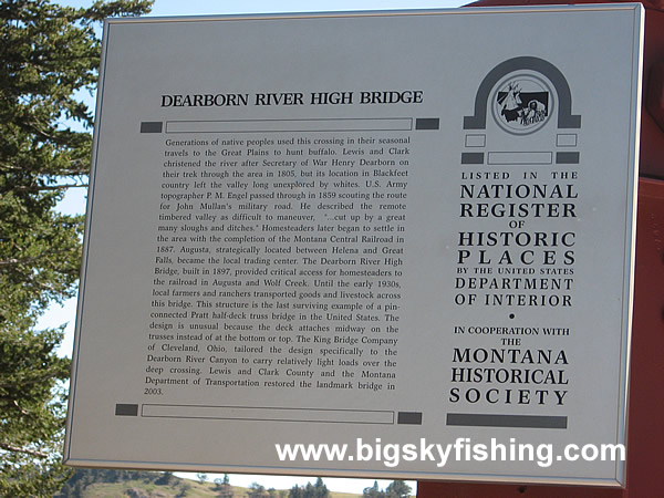 Sign Explaining the Dearborn River High Bridge in Montana