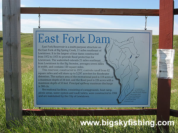 Sign About East Fork Dam Near Lewistown, Montana