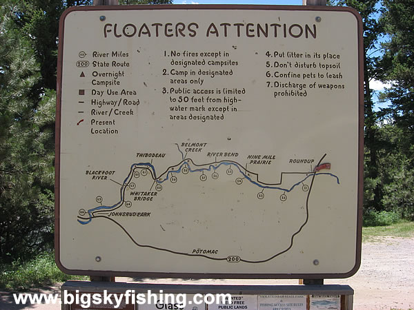 The Blackfoot River Float Map Sign