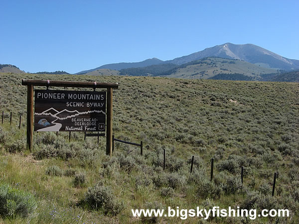 Sign for the Pioneer Mountains Scenic Byway