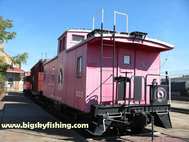 Pink Great Northern Railway Caboose in Billings