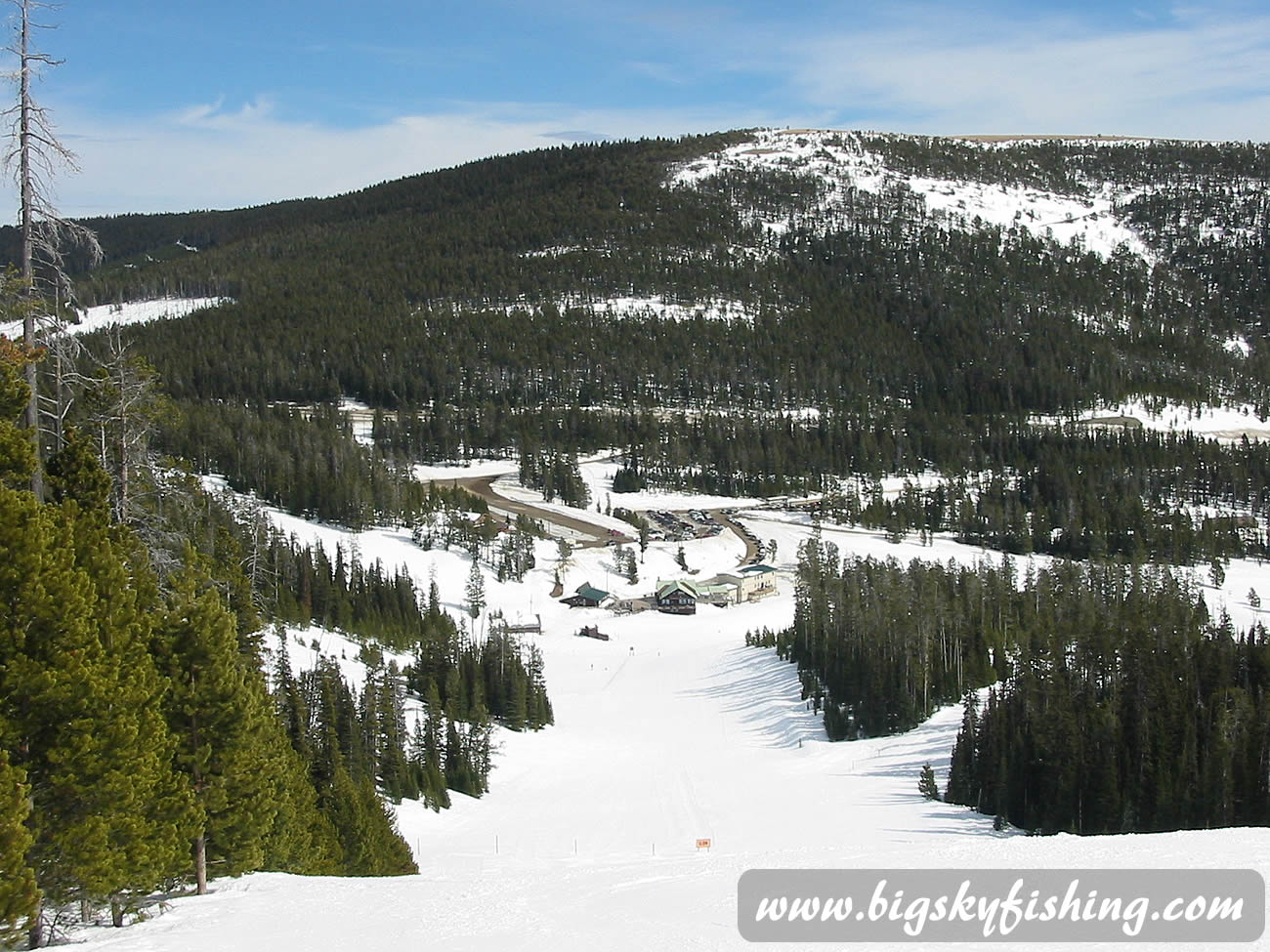 Looding Down on Base Area at Showdown Ski Area