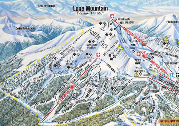 Big Sky Mountain Map Big Sky Resort Ski Map : South Face And South Wall