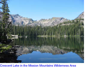 Crescent Lake in the Mission Mountains Wilderness Area