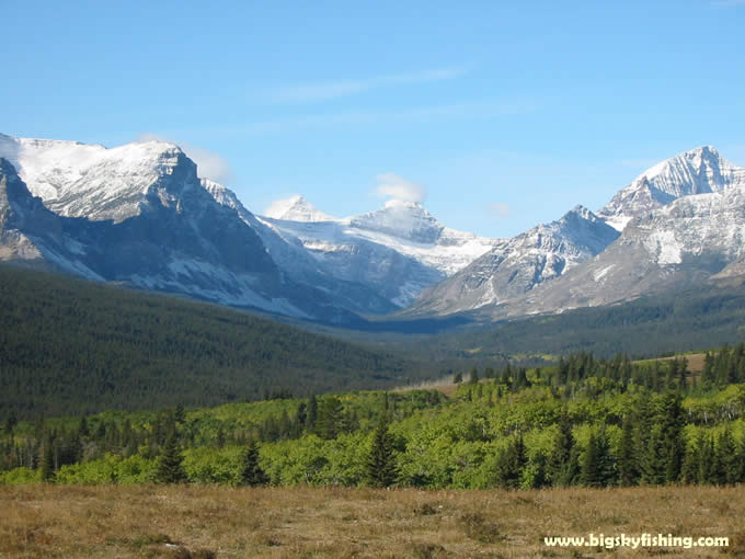 Mountains tower over the lowlands on the eastern edge of Glacier National Park