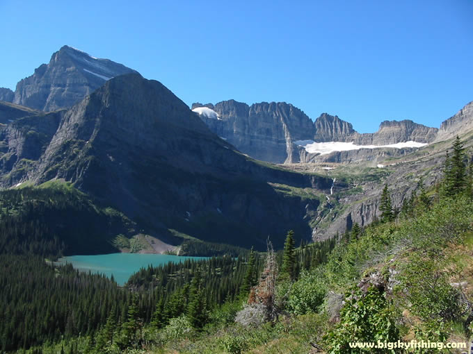 Mt. Gould and Grinnell Lake seen from the Grinnell Glacier Trail