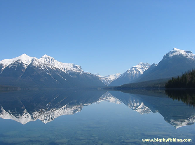 Lake McDonald on a calm morning in May