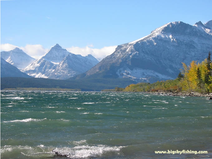 St. Mary Lake seen from the lakes outlet in Glacier National Park