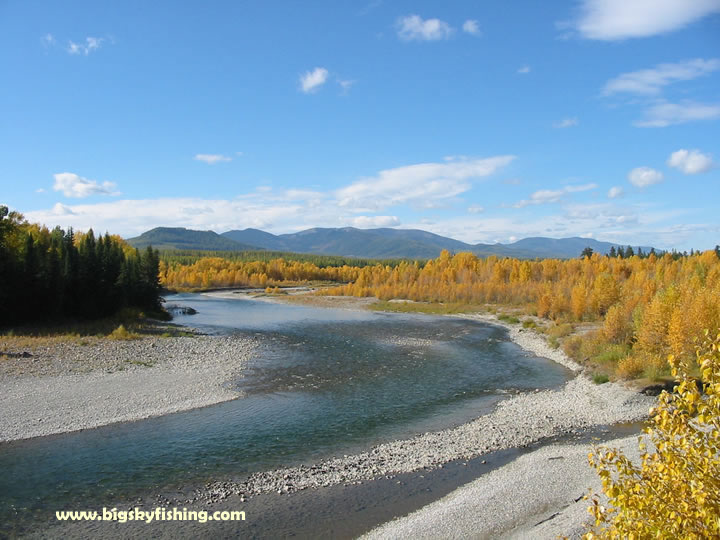 North Fork Flathead River seen from the Big Prairie area in NW Glacier Park