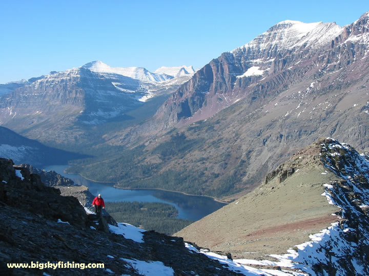 Along the Scenic Point Trail in Glacier National Park. Two Medicine Lake is visible.