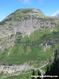 Haystack Butte and the Going to the Sun Road seen from the Highline Trail