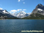The Many Glacier Hotel, Grinnell Point, Mt. Gould and Swiftcurrent Lake