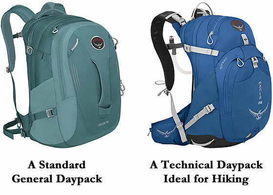 Comparison of Technical Daypacks and Standard Daypacks