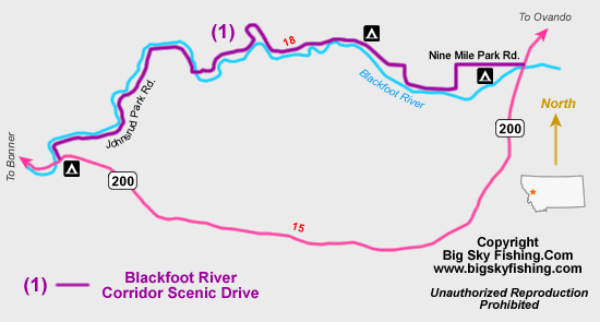 Map of the Blackfoot River Corridor Scenic Drive