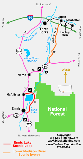 The Ennis Lake Scenic Loop in Montana : Information, Photos and Maps