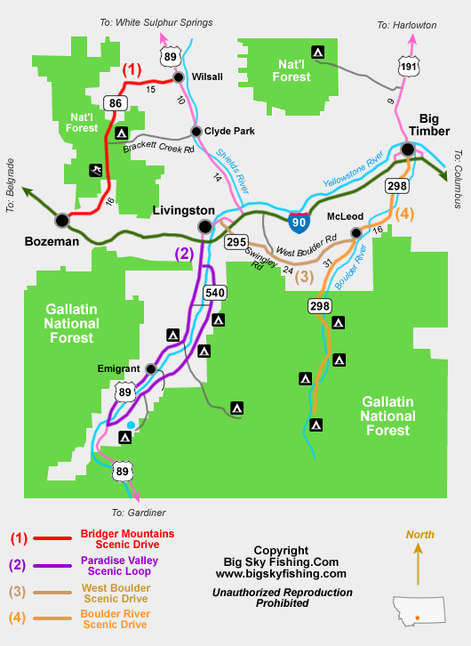 Map of the Boulder River Backcountry Drive