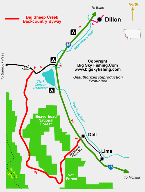 Map of the Big Sheep Creek Backcountry Byway