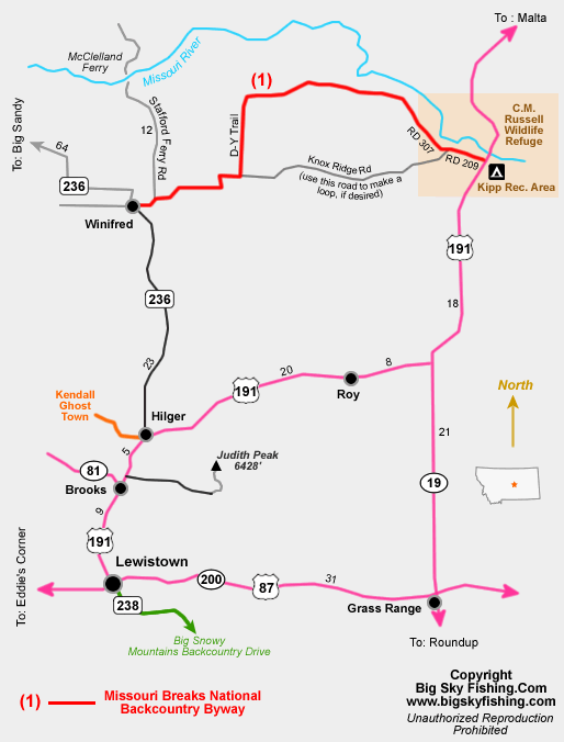 Map of the Missouri Breaks National Backcountry Byway Map of the Missouri Breaks National Backcountry Byway