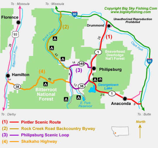 Map of the Skalkaho Highway Scenic Byway