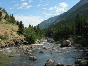 Upper Stillwater River in late-summer is shallow and rocky